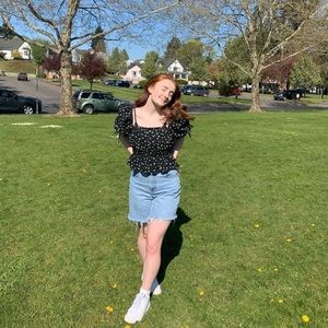 H&M black and pink floral top size small